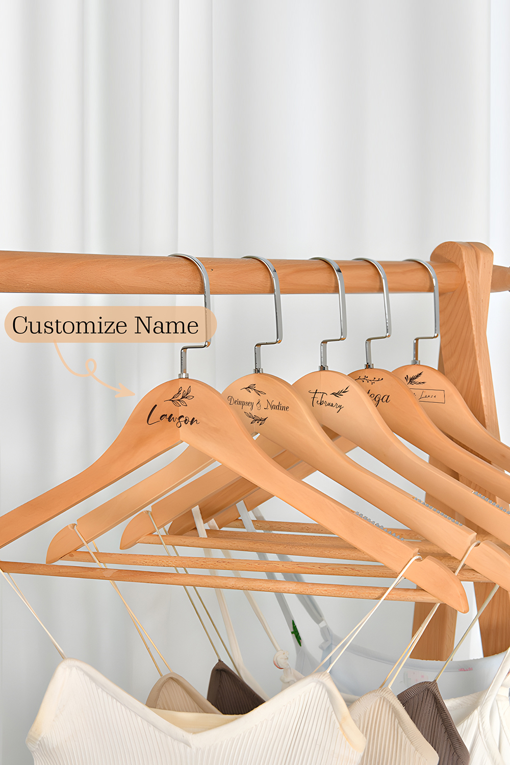 Customized Engraved Wooden Hangers with Pattern