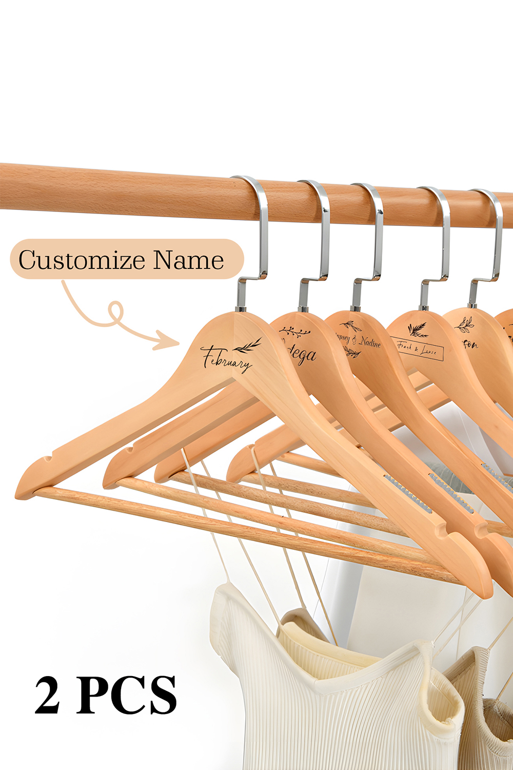 Customized Engraved Wooden Hangers with Pattern