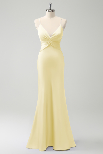 Purple Mermaid Spaghetti Straps Hollow Out Twist Front Bridesmaid Dress