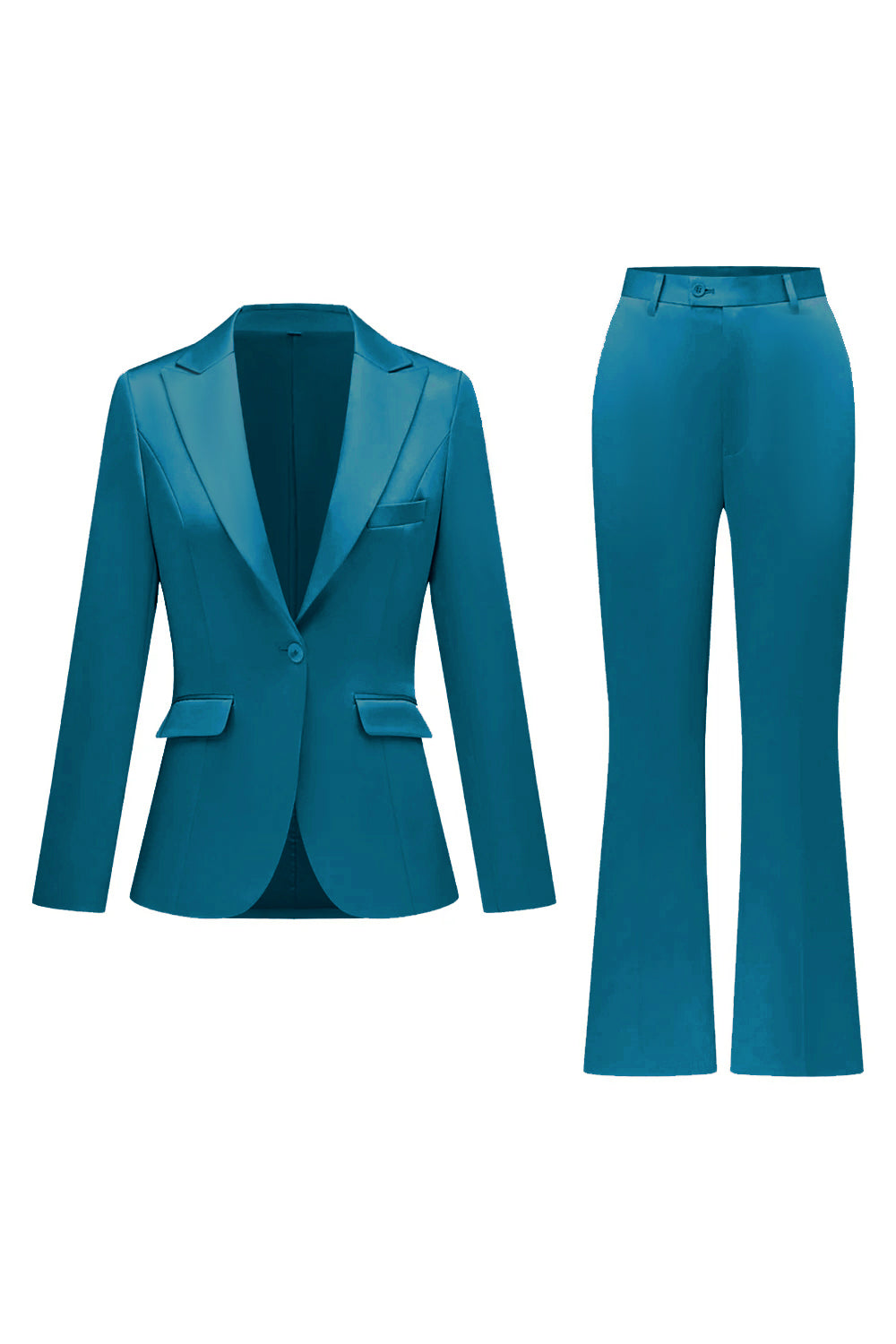 Fuchsia Satin Peak Lapel Women Suits with Long Sleeves