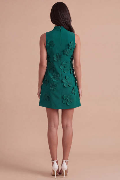 A Line Hot Pink Floral Appliqued Short Homecoming Dress