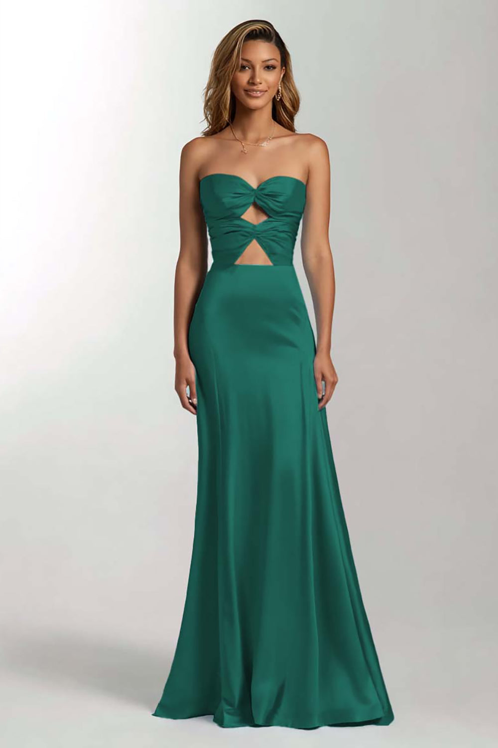 Dark Green Mermaid Sweetheart Satin Maxi Formal Dress