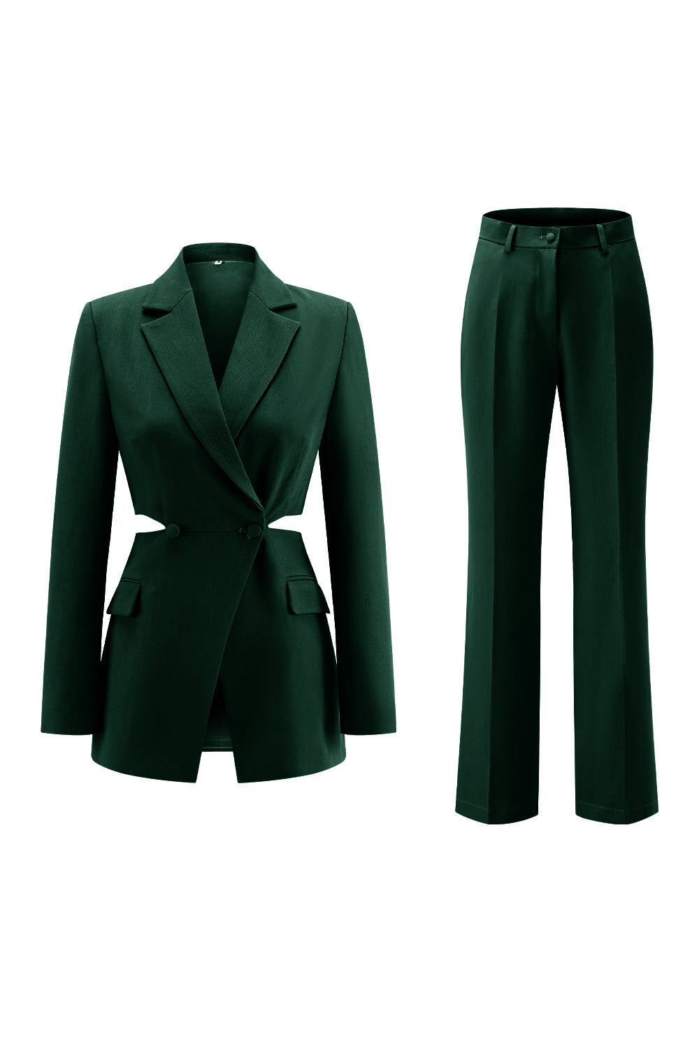 Grey Blue 2 Piece Notched Lapel Cut Out Women Prom Suits