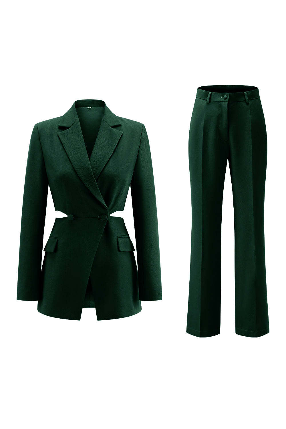 Grey Blue 2 Piece Notched Lapel Cut Out Women Prom Suits