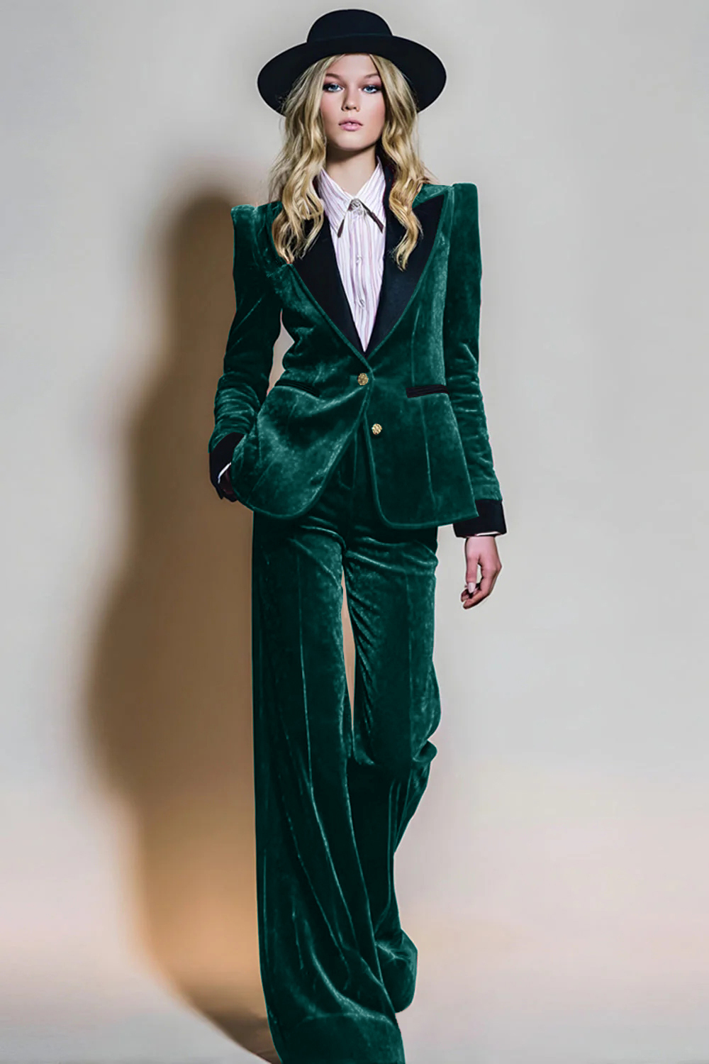 Burgundy Velvet 2 Piece Peak Lapel Long Sleeves Prom Suits