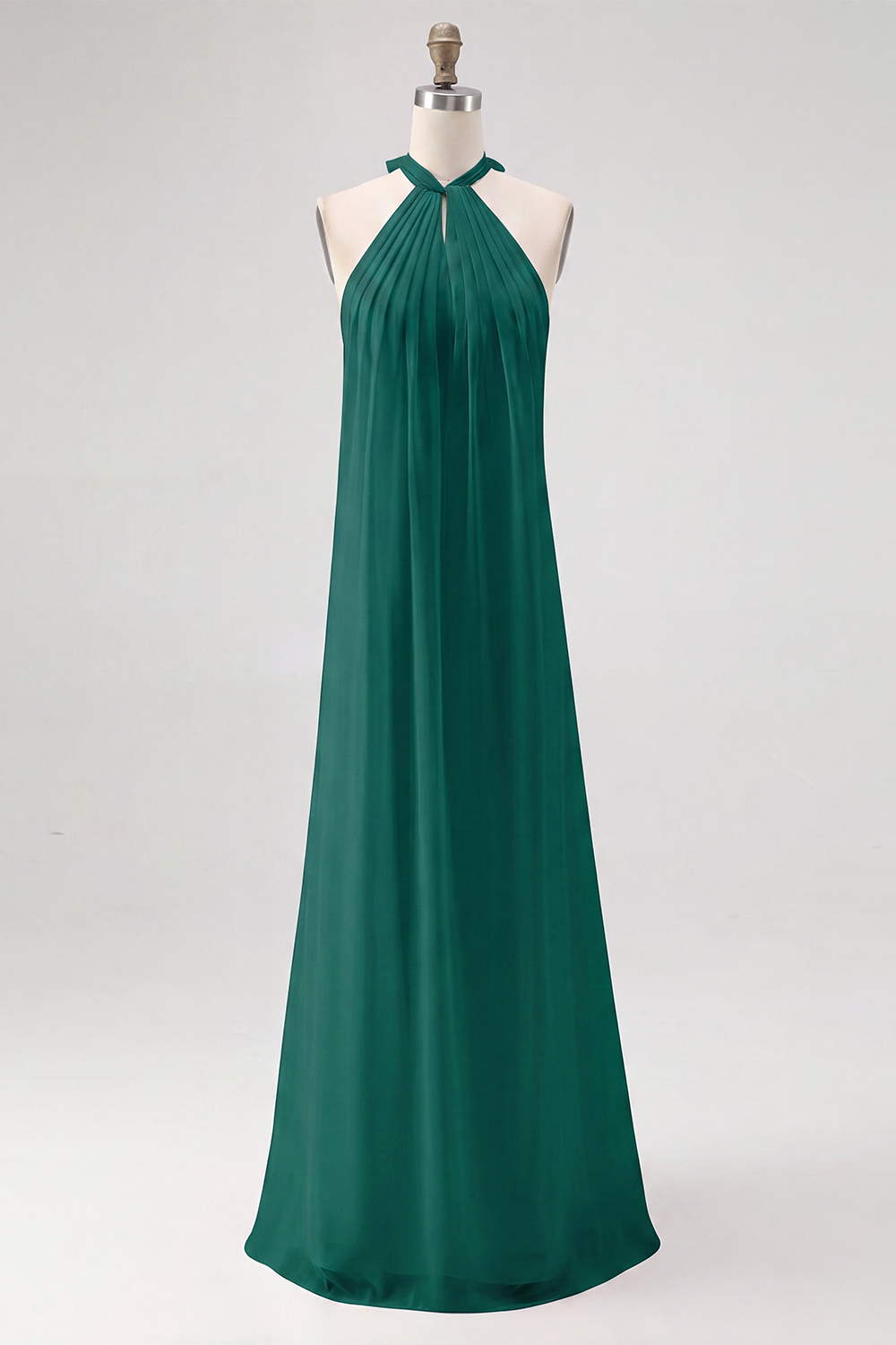 Maxi Halter White Chiffon A Line Rehearsal Dinner Dress