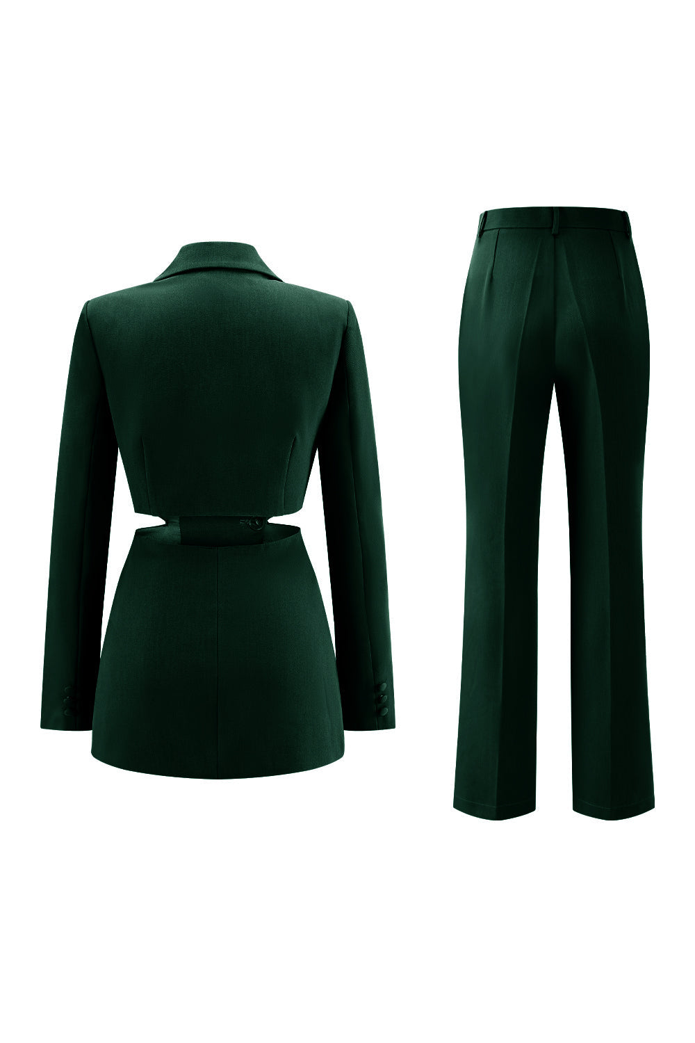 Grey Blue 2 Piece Notched Lapel Cut Out Women Prom Suits