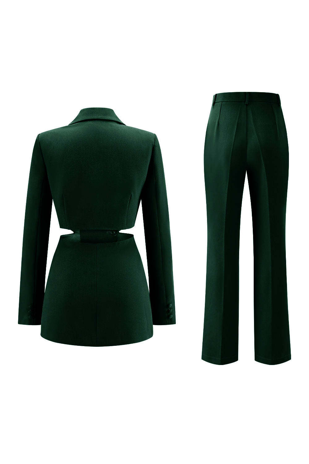 Grey Blue 2 Piece Notched Lapel Cut Out Women Prom Suits