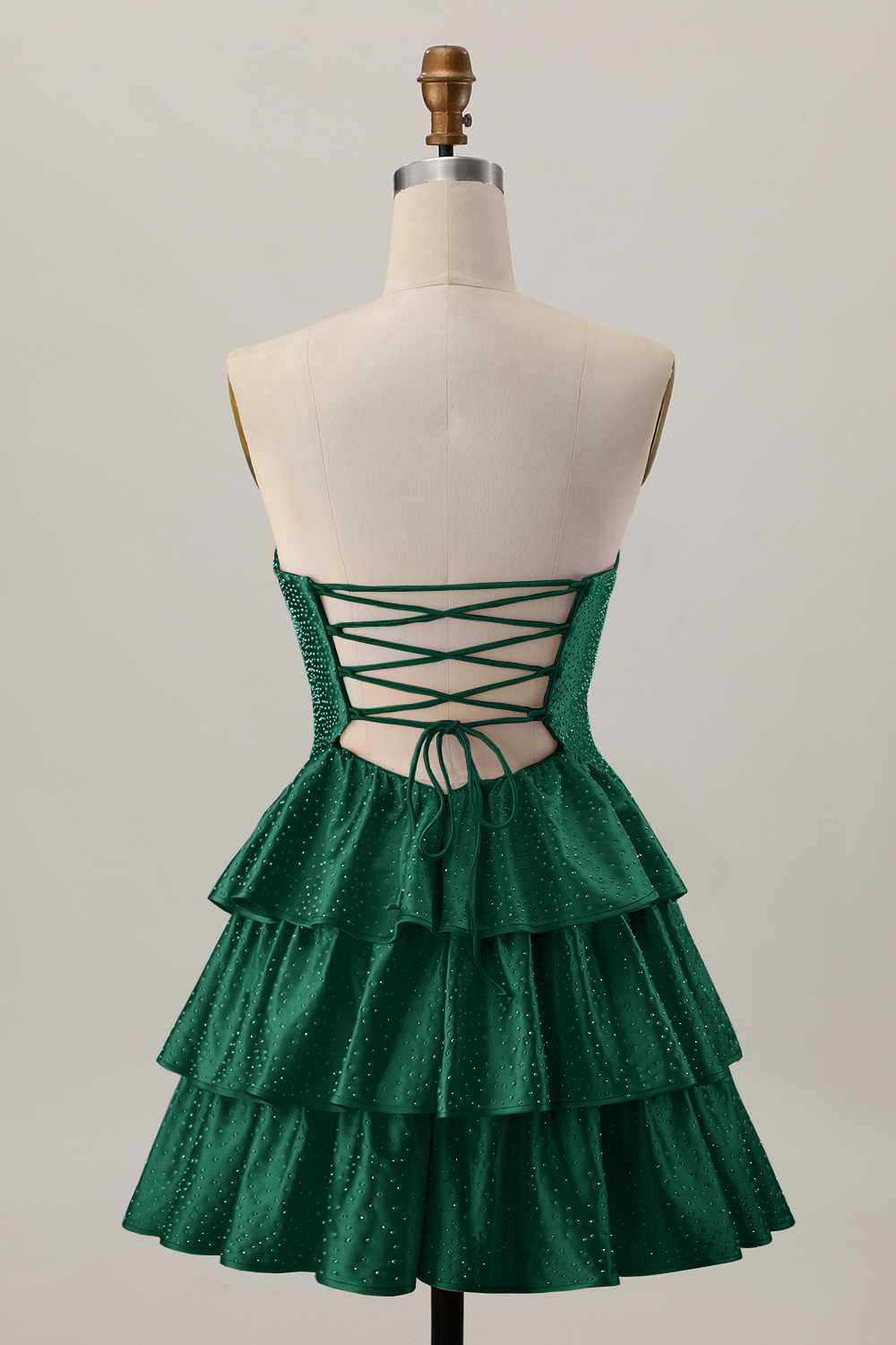 Sparkly Orange Strapless Tiered Keyhole Short Homecoming Dress with Ruffles