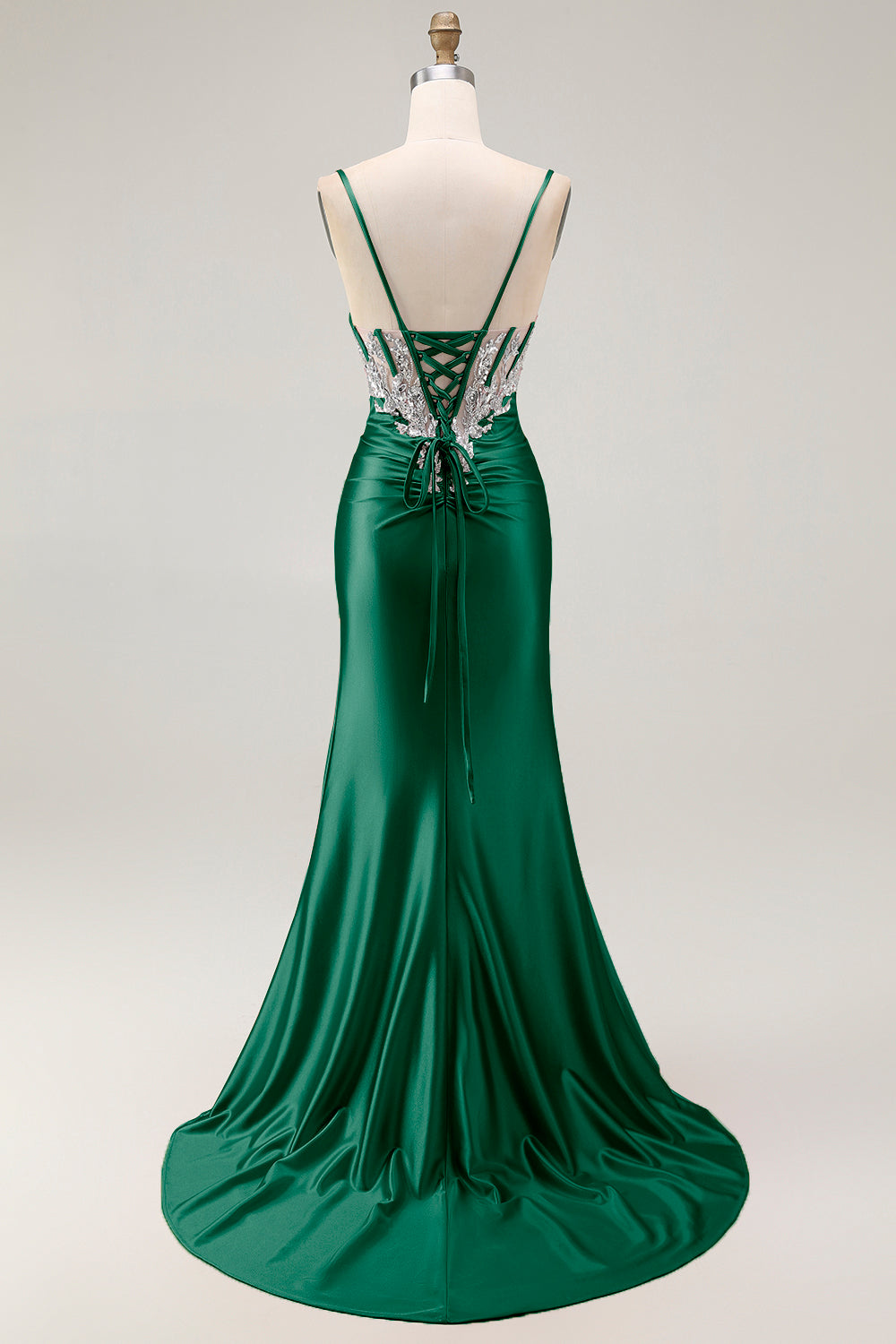 Sparkly Blush Corset Mermaid Ruched Maxi Prom Dress with Sequins