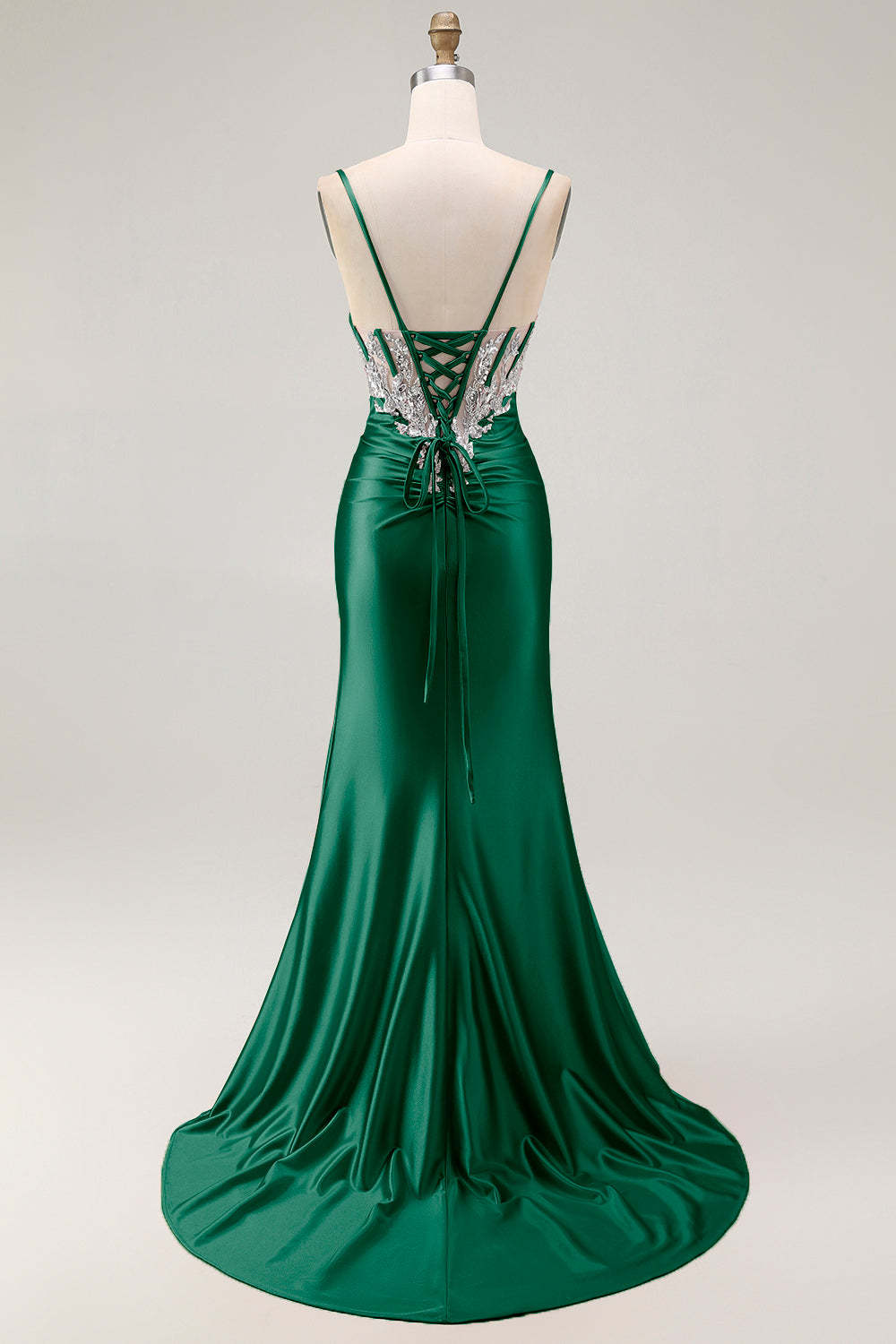 Sparkly Blush Corset Mermaid Ruched Maxi Prom Dress with Sequins