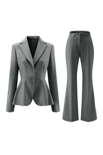 Grey Green 2 Piece Notched Lapel Women Prom Suits
