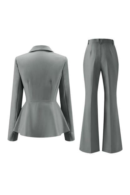 Grey Green 2 Piece Notched Lapel Women Prom Suits