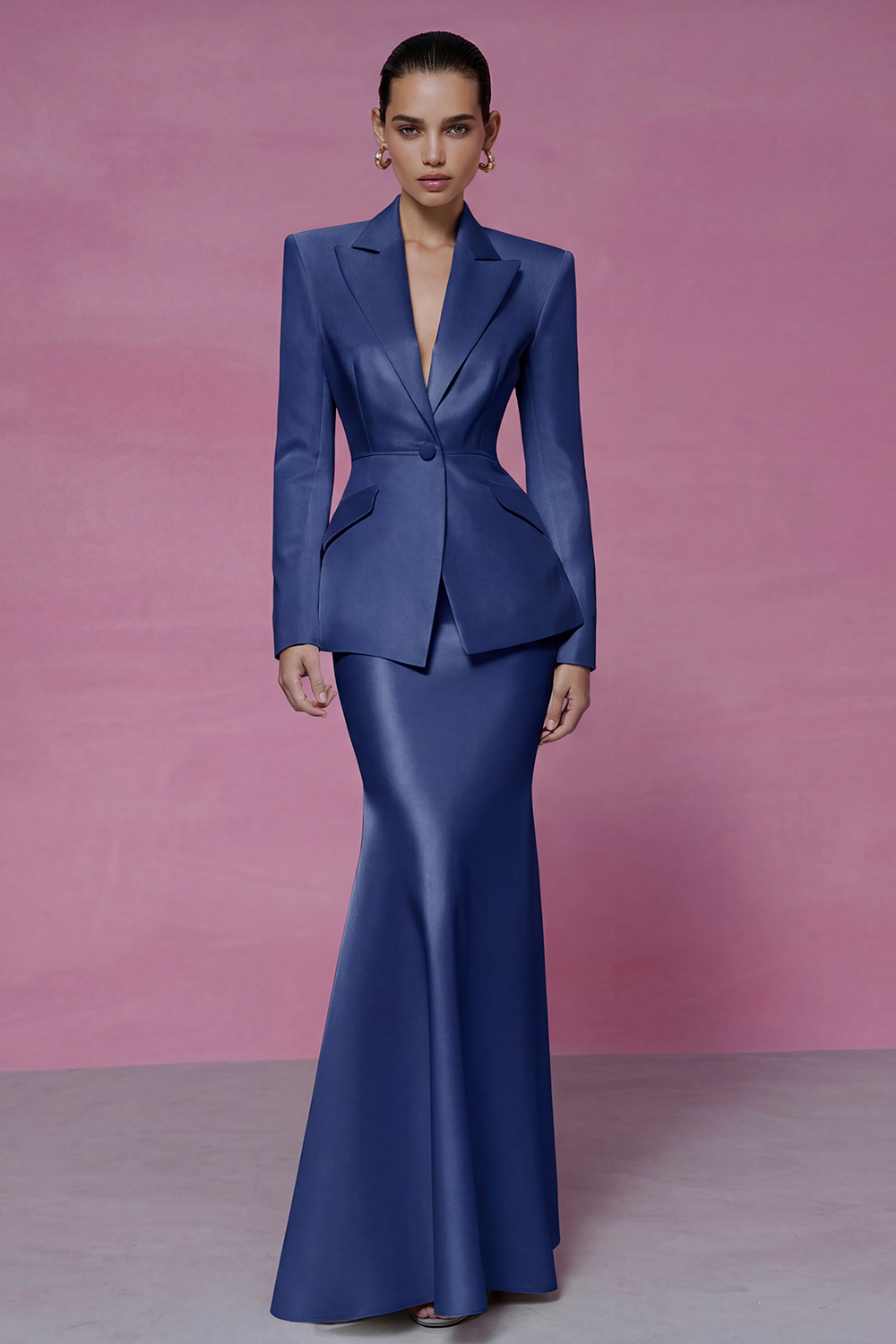 Ivory 2 Piece Peak Lapel Mermaid Long Sleeves Business Suits