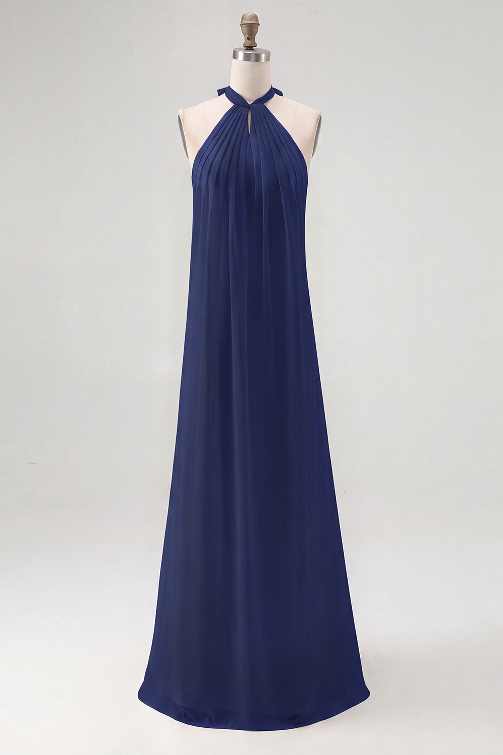 Maxi Halter White Chiffon A Line Rehearsal Dinner Dress