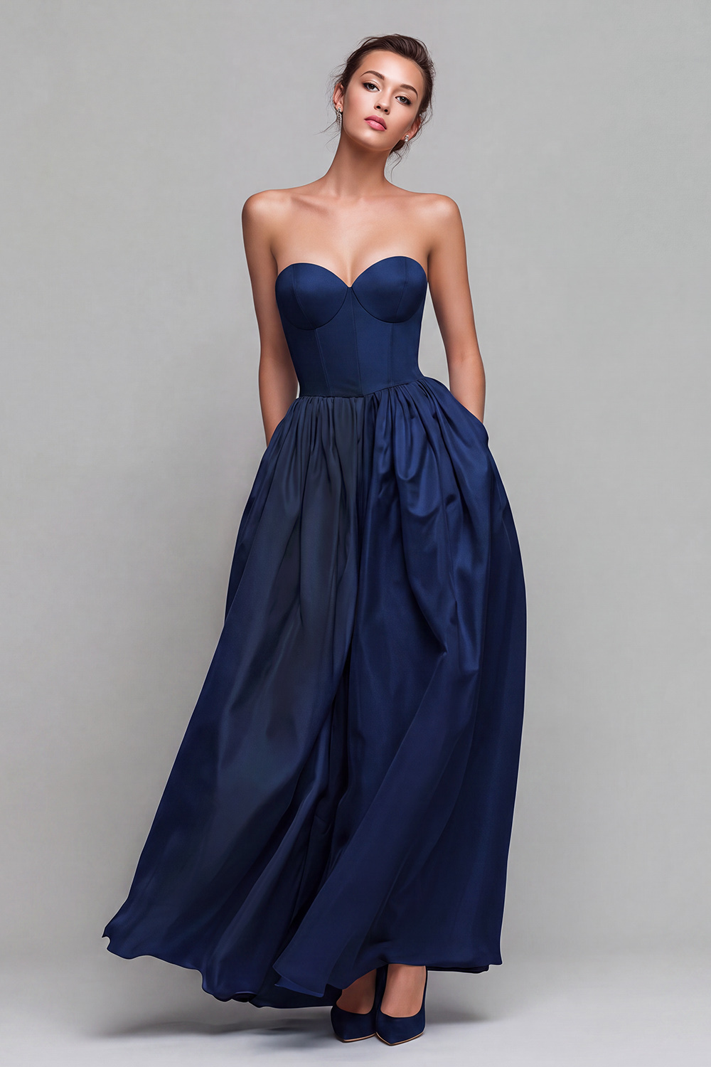 Red and Fuchsia Long Strapless A Line Patchwork Formal Dress