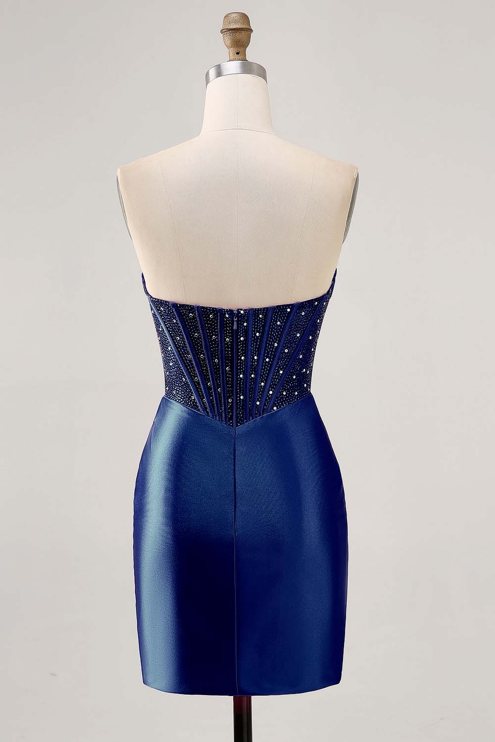 Sparkly Fuchsia Tight Corset Strapless Mini Satin Homecoming Dress