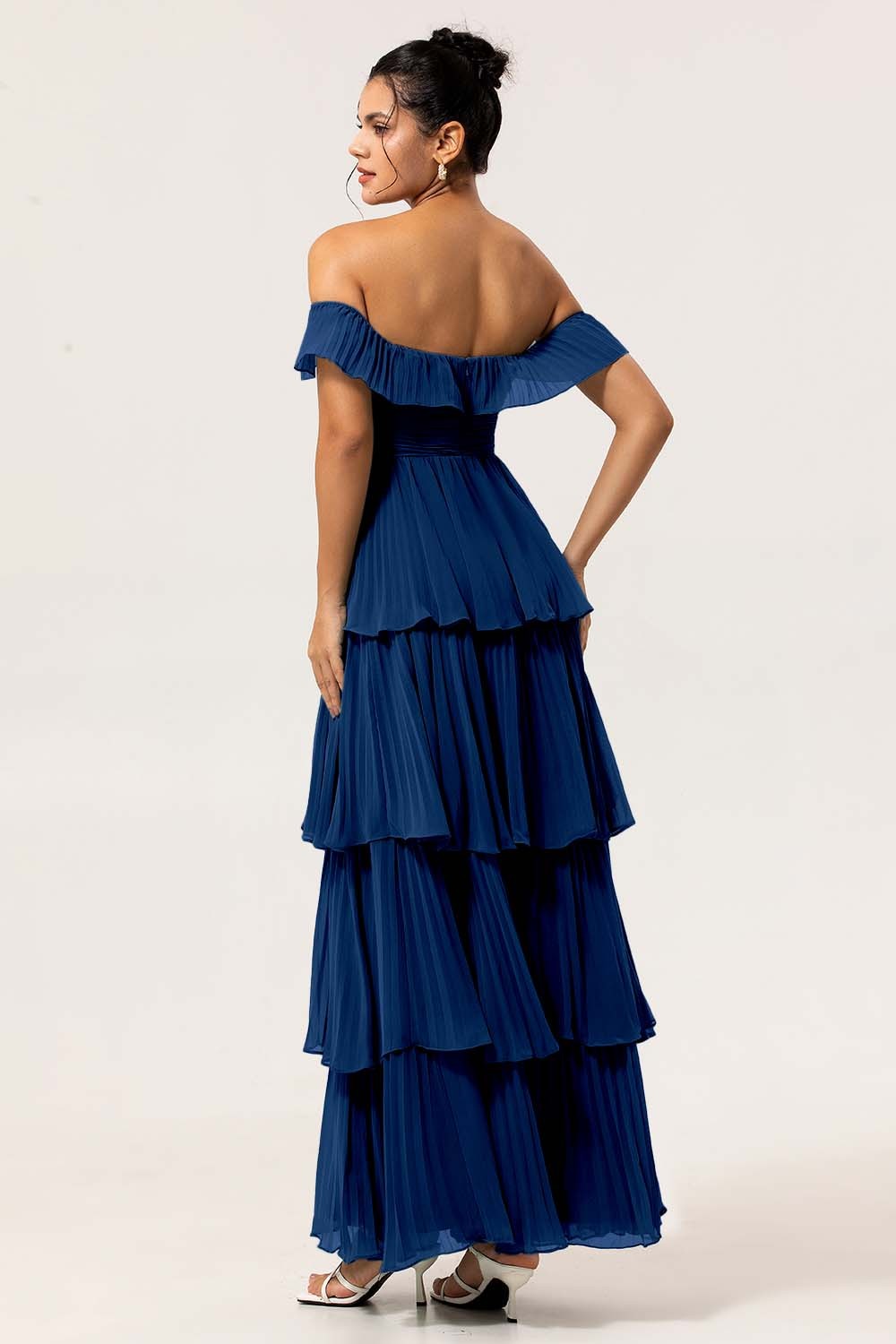 Eucalyptus Tiered Off the Shoulder Maxi Bridesmaid Dress