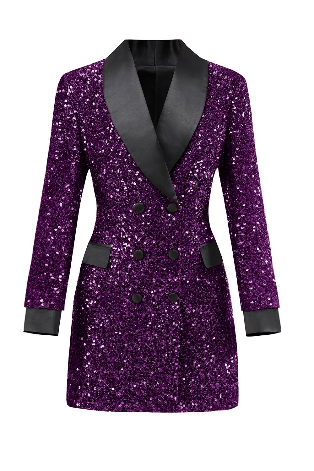 Burgundy Sequined Bodycon Maxi Women's Blazer
