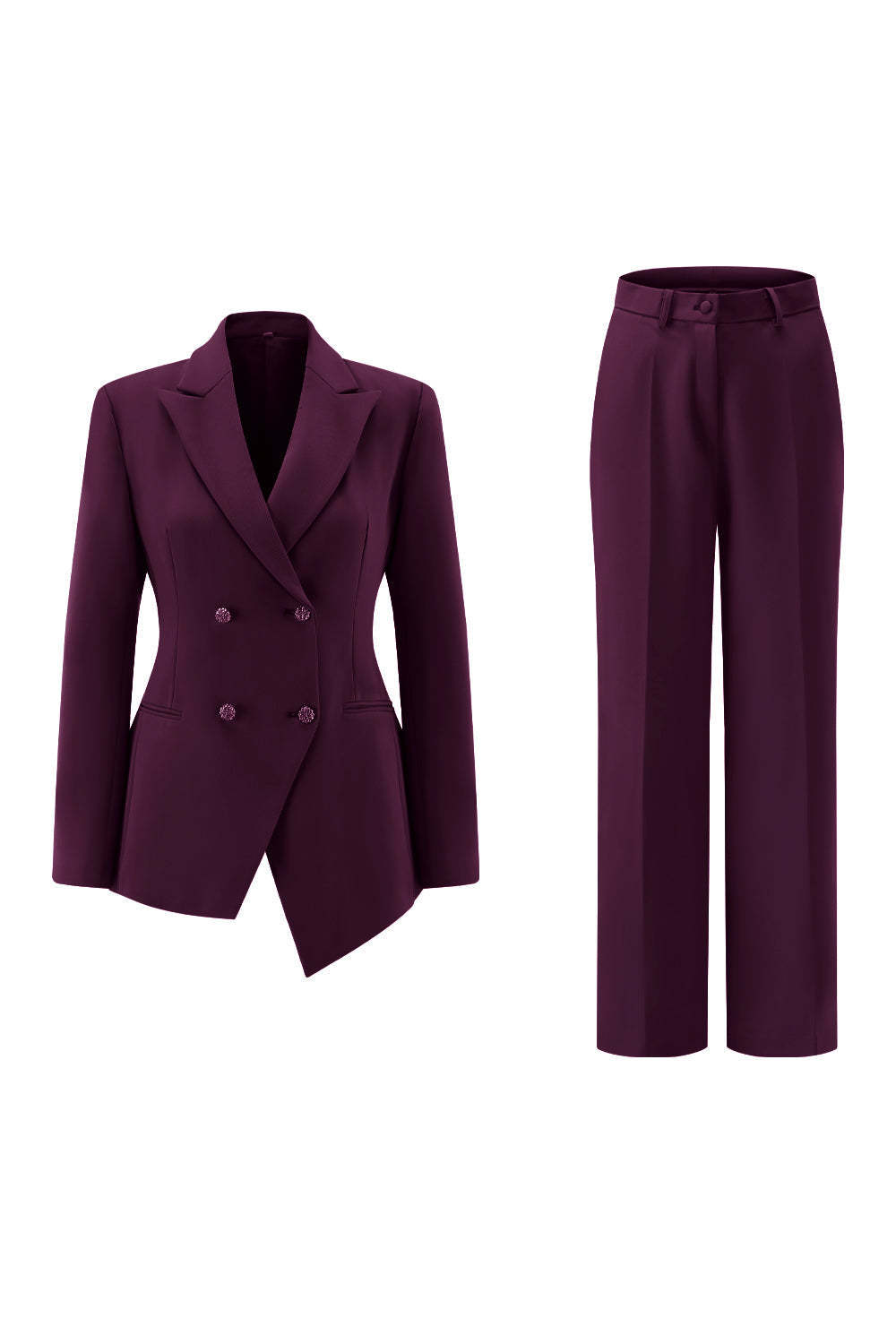 Fuchsia Double Breasted 2 Piece Women Prom Suits