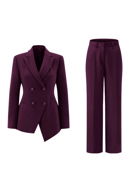 Fuchsia Double Breasted 2 Piece Women Prom Suits