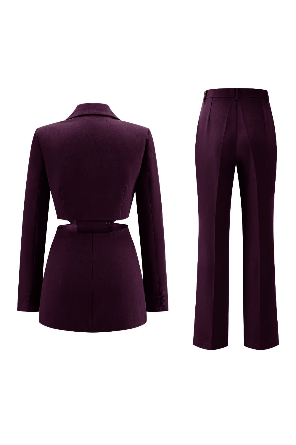 Grey Blue 2 Piece Notched Lapel Cut Out Women Prom Suits