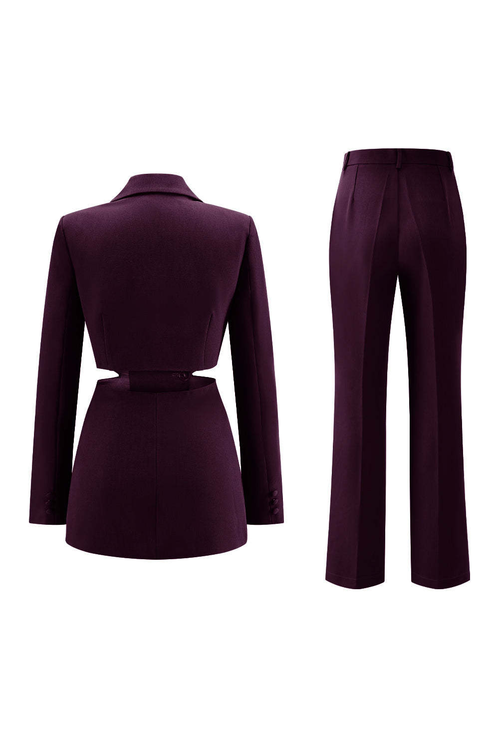 Grey Blue 2 Piece Notched Lapel Cut Out Women Prom Suits