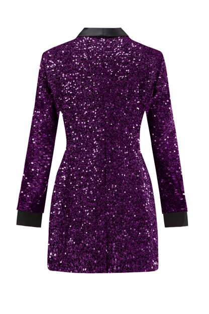 Burgundy Sequined Bodycon Maxi Women's Blazer