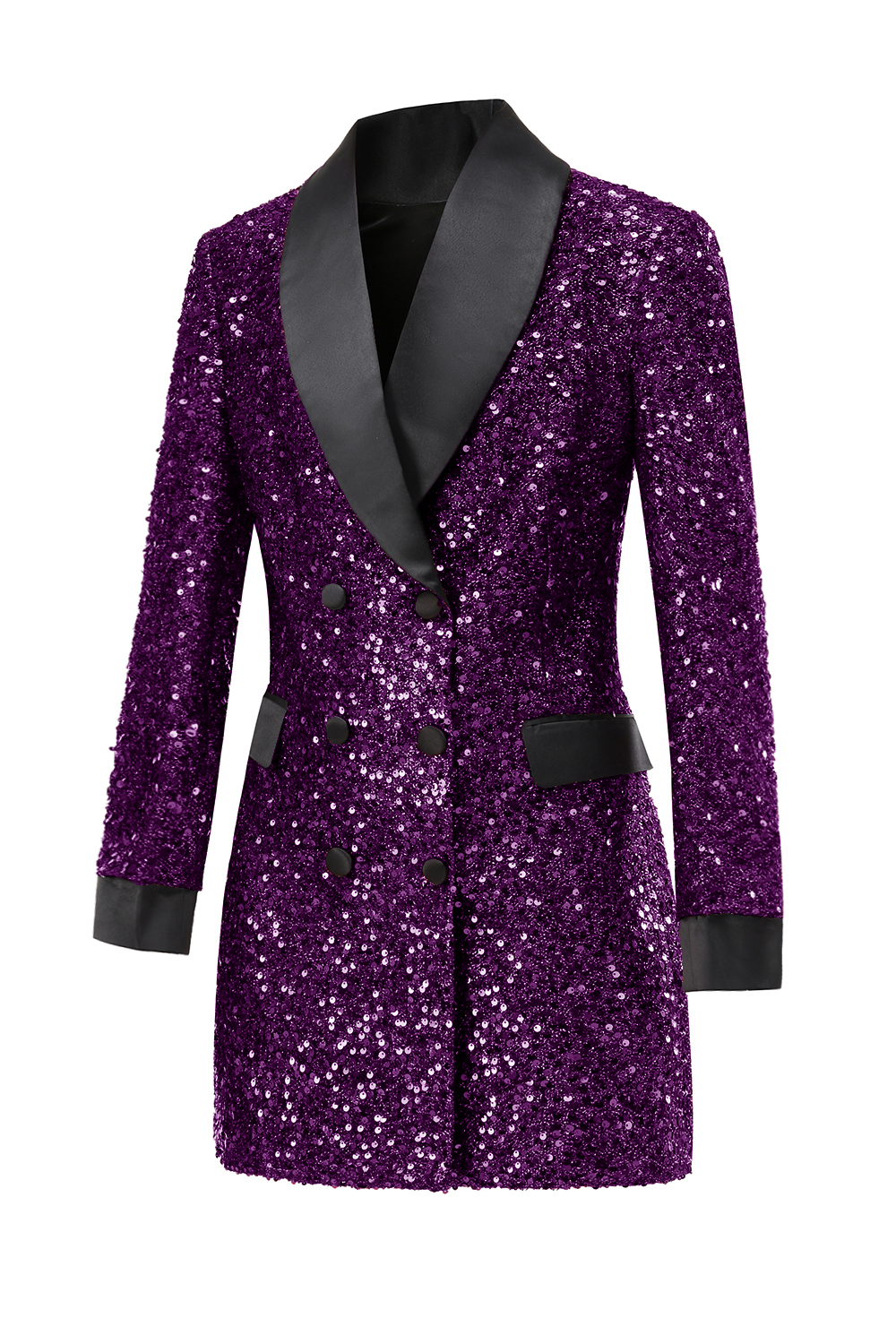 Burgundy Sequined Bodycon Maxi Women's Blazer