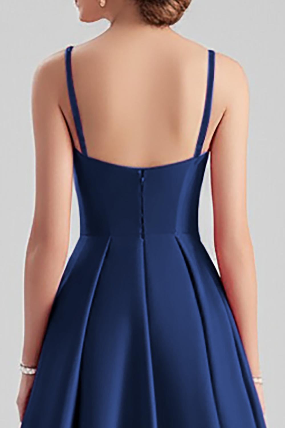 Black A Line Satin Spaghetti Straps Maxi Formal Dress