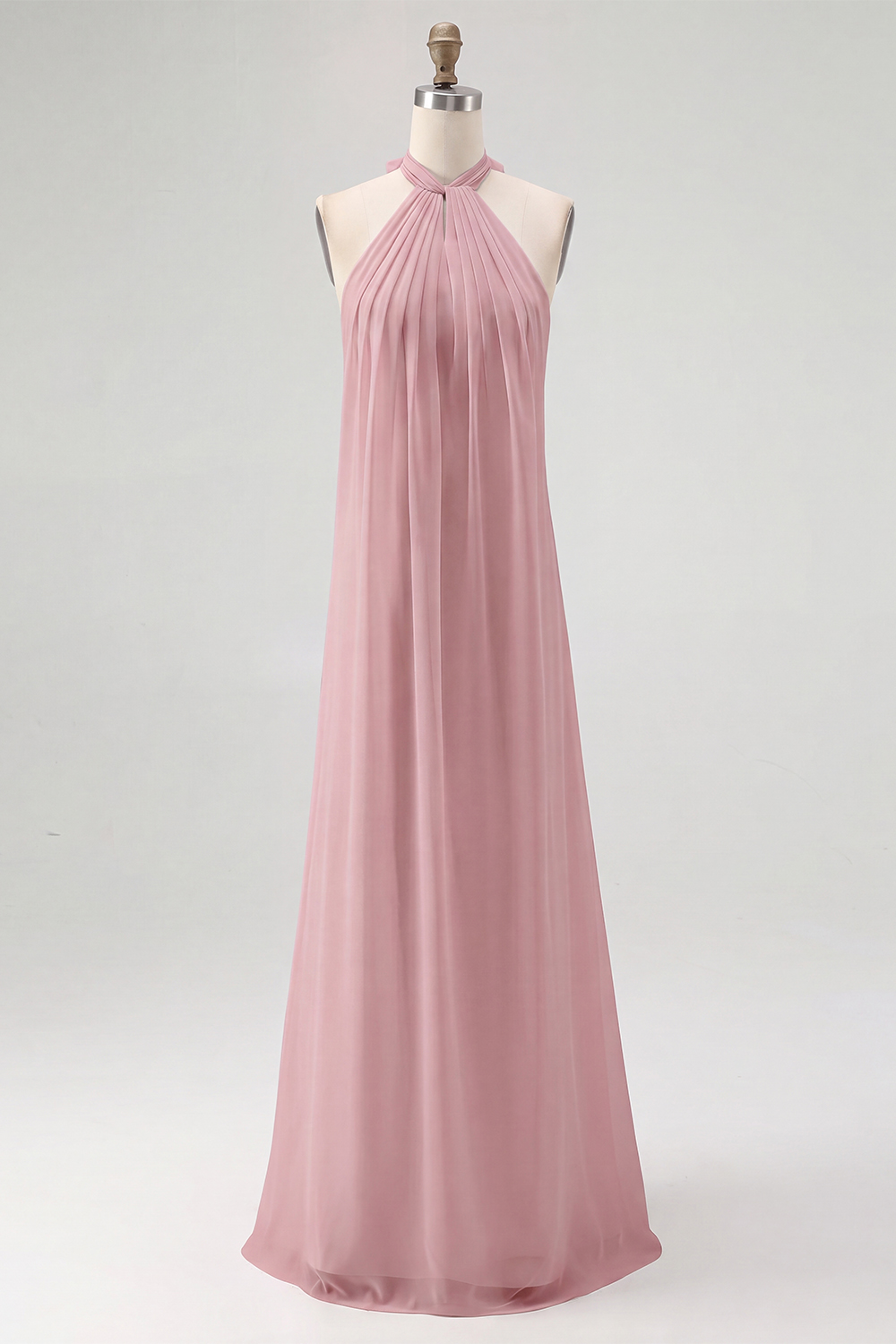 Maxi Halter White Chiffon A Line Rehearsal Dinner Dress