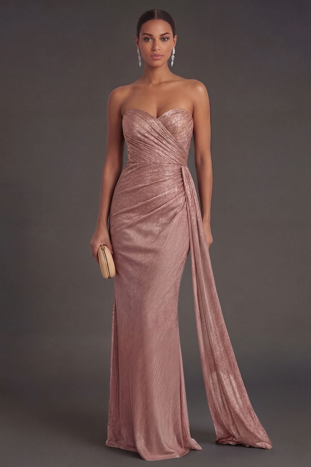 Black Mermaid Sweetheart Ruched Backless Maxi Formal Dress