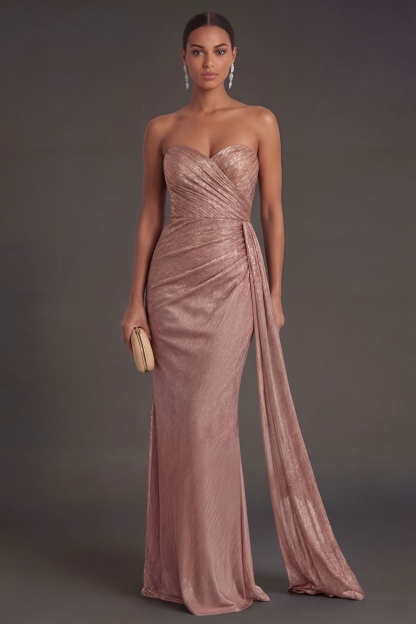 Black Mermaid Sweetheart Ruched Backless Maxi Formal Dress