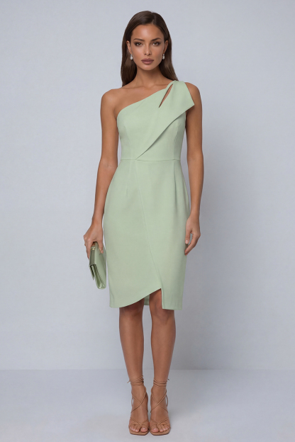 Leely Women Navy Sheath Midi Work Dress with Slit Ruffled V Neck Formal Dress
