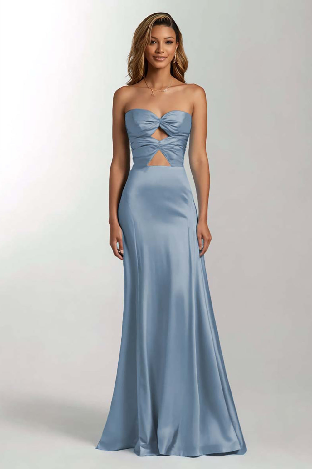 Sky Blue Mermaid Satin Sweetheart Long Formal Dress