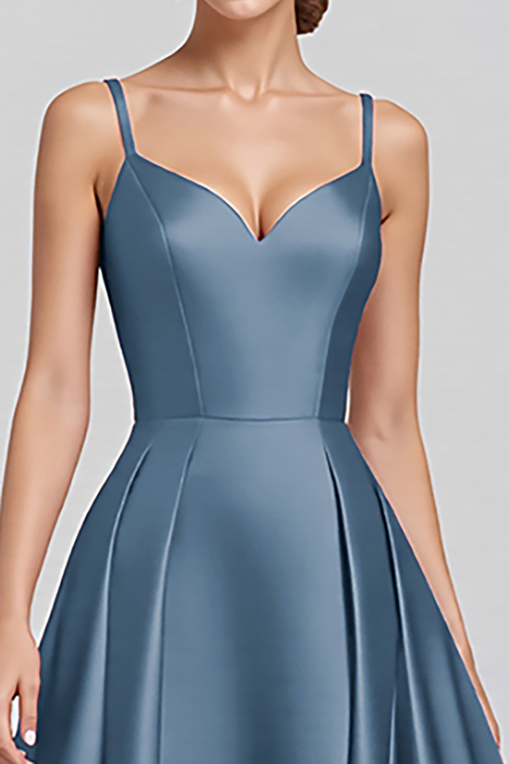 Black A Line Satin Spaghetti Straps Maxi Formal Dress