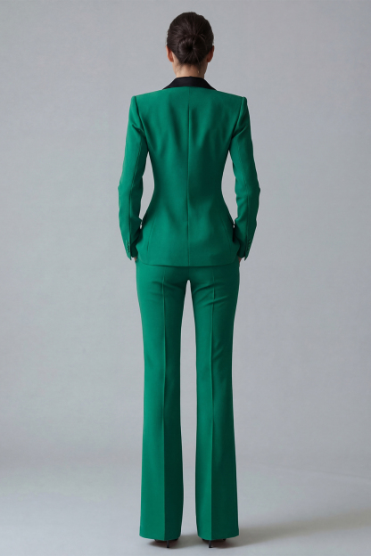 2 Piece Peak Lapel Dark Green Slim Fit Single Breasted Prom Suits