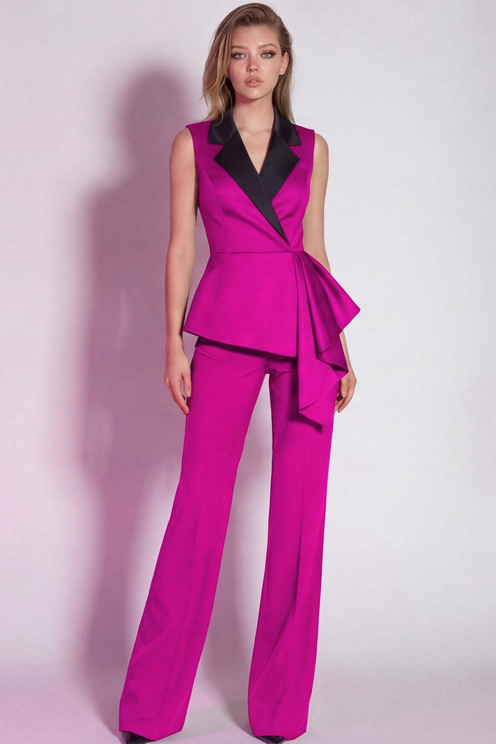 Burgundy 2 Piece Notched Lapel Business Suits with Drape