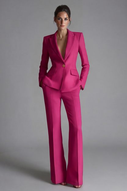 2 Piece Single Pink Breasted Slim Fit Peak Lapel Prom Suits