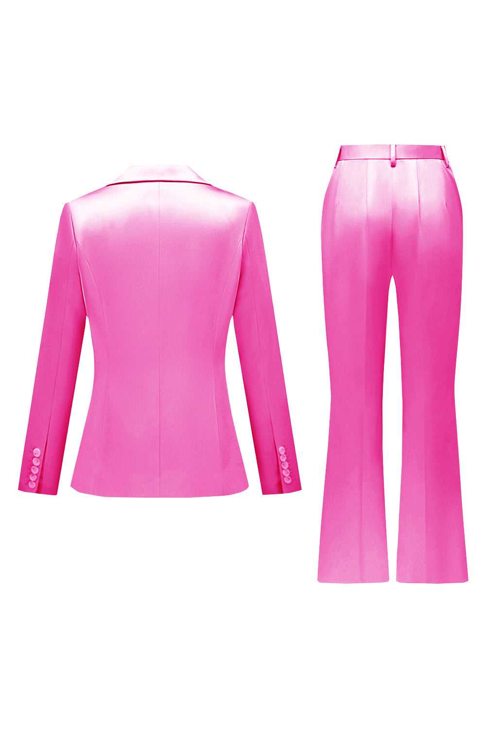 Fuchsia Satin Peak Lapel Women Suits with Long Sleeves