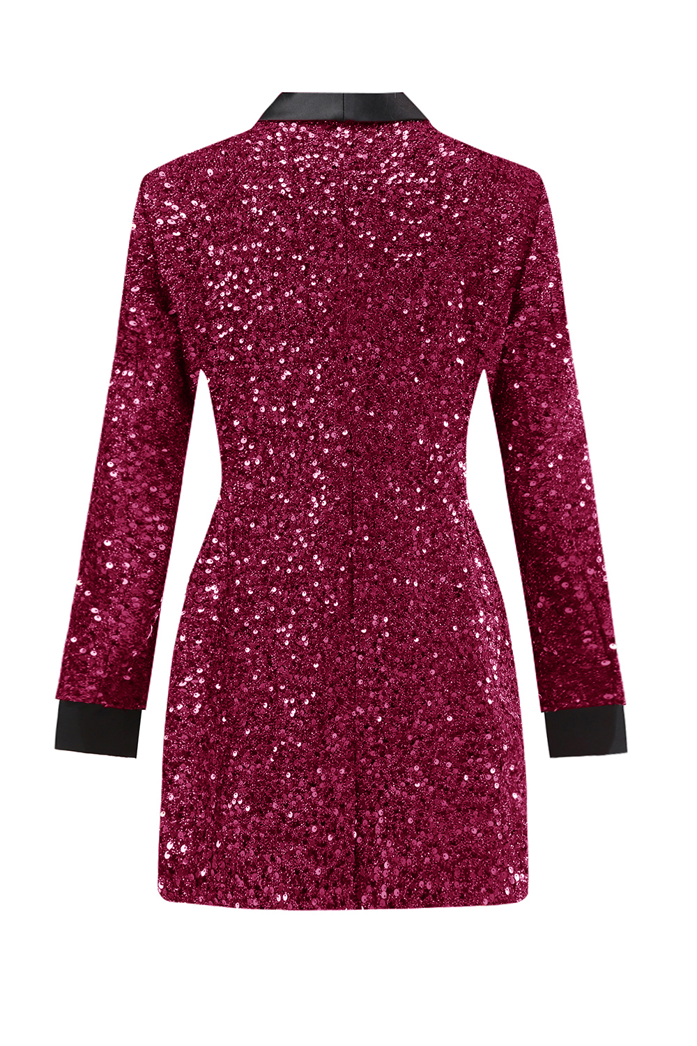Burgundy Sequined Bodycon Maxi Women's Blazer