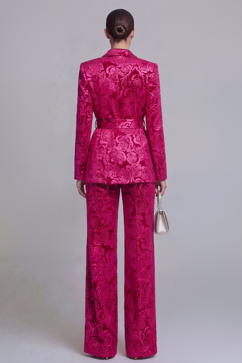 2 Piece Peak Lapel Floral Dark Green Long Sleeves Business Suits