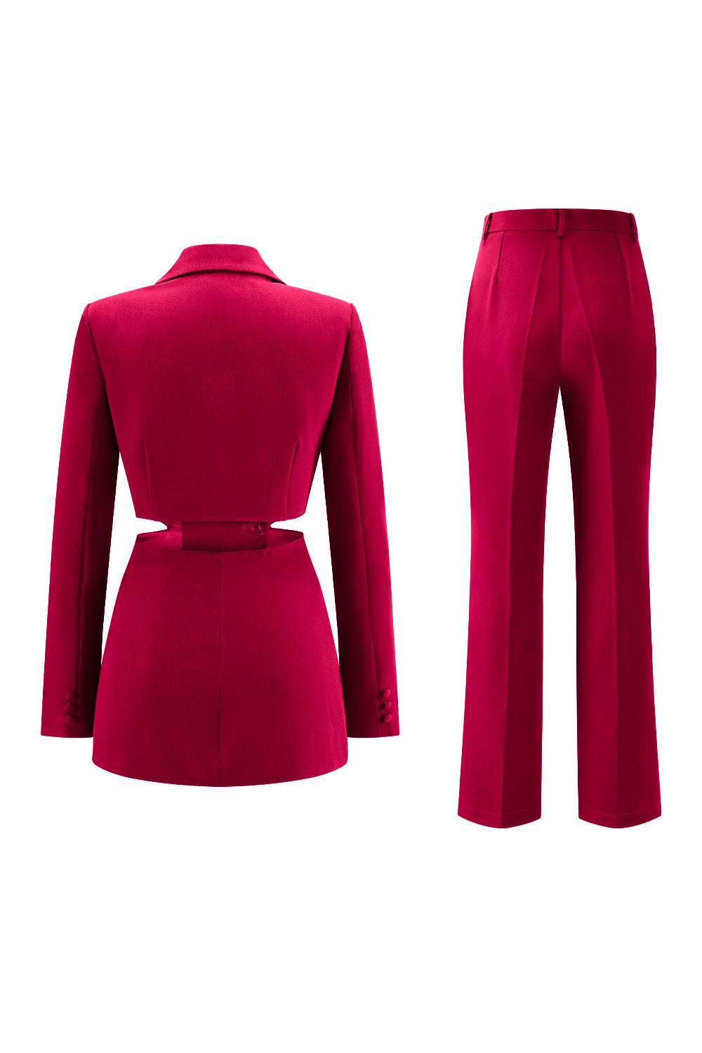 Grey Blue 2 Piece Notched Lapel Cut Out Women Prom Suits