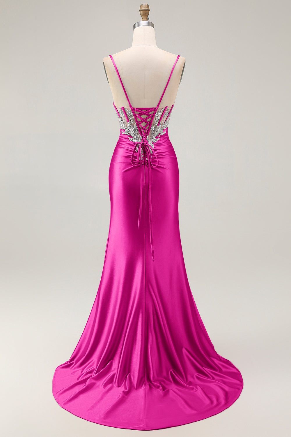 Sparkly Blush Corset Mermaid Ruched Maxi Prom Dress with Sequins