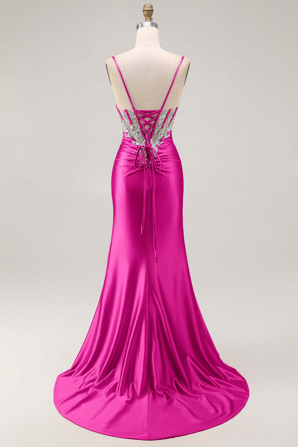 Sparkly Blush Corset Mermaid Ruched Maxi Prom Dress with Sequins