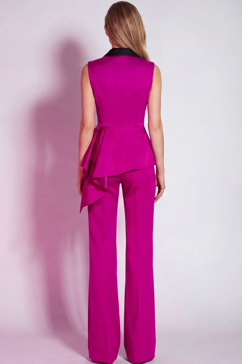 Burgundy 2 Piece Notched Lapel Business Suits with Drape