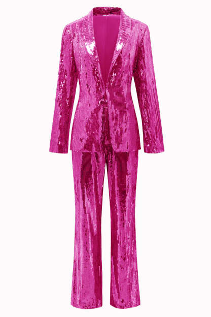 Golden Sparkly Sequined 2 Piece Women Party Suits