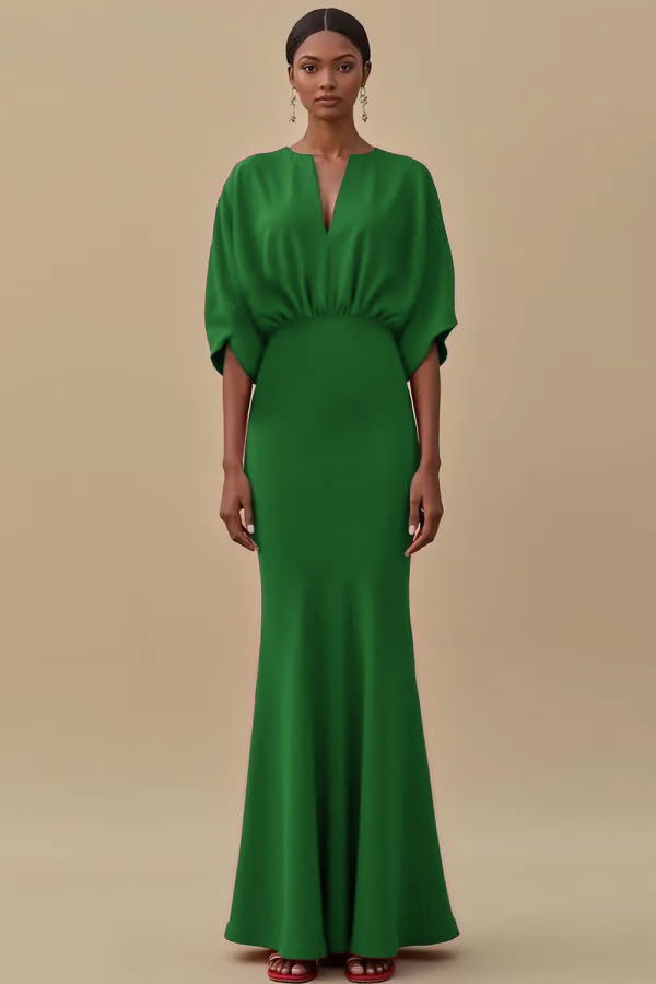 Red Mermaid Long Evening Dress with Sleeves