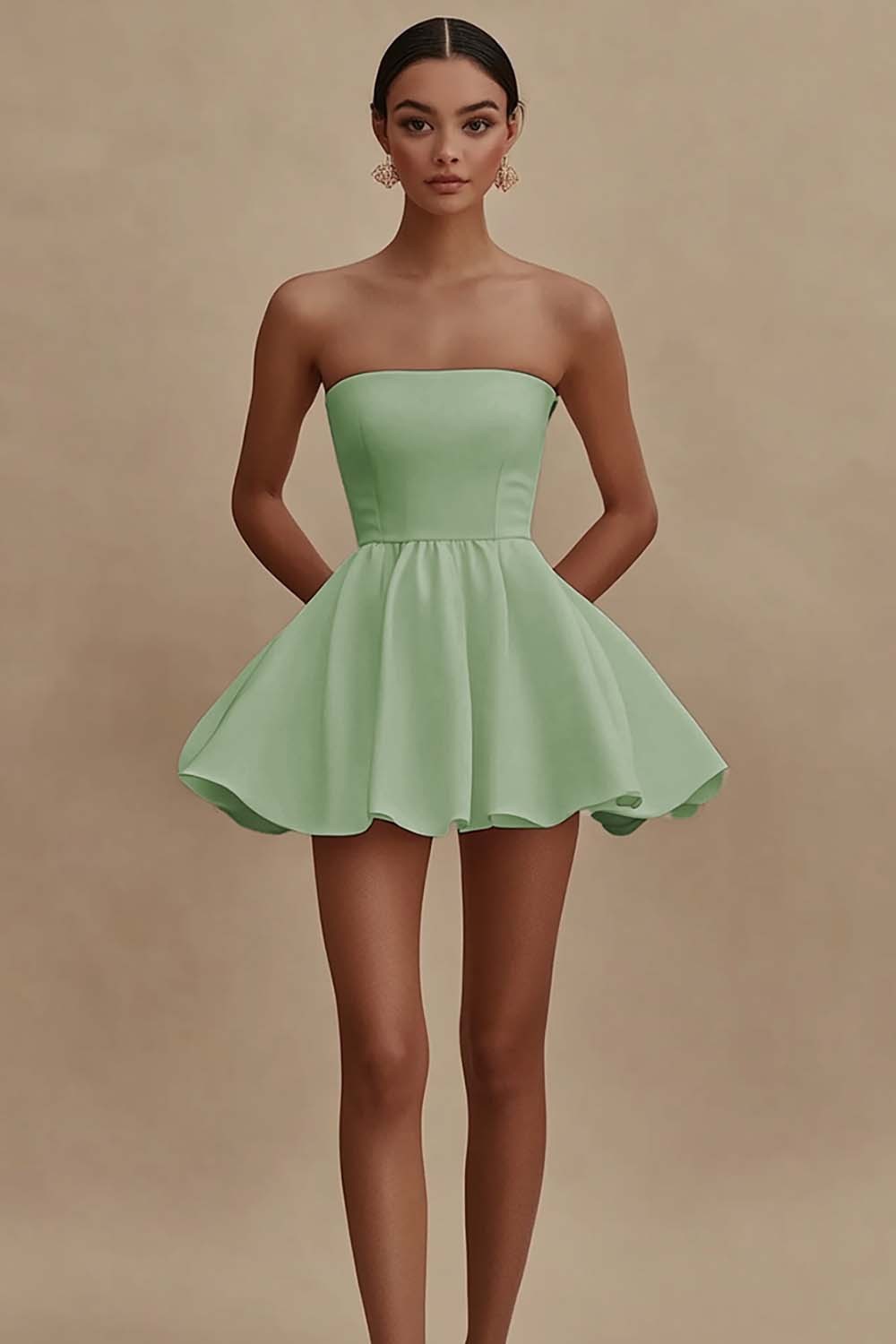 White Strapless A Line Short Graduation Dress