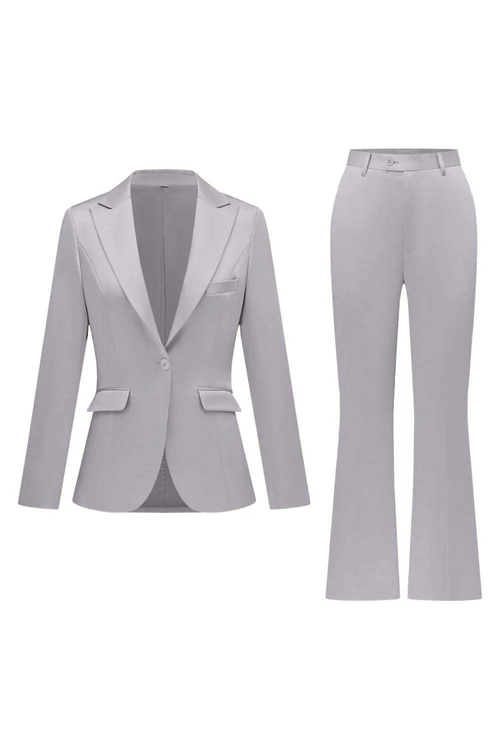 Fuchsia Satin Peak Lapel Women Suits with Long Sleeves